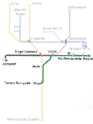 Metro Valencia Linie 5 karte